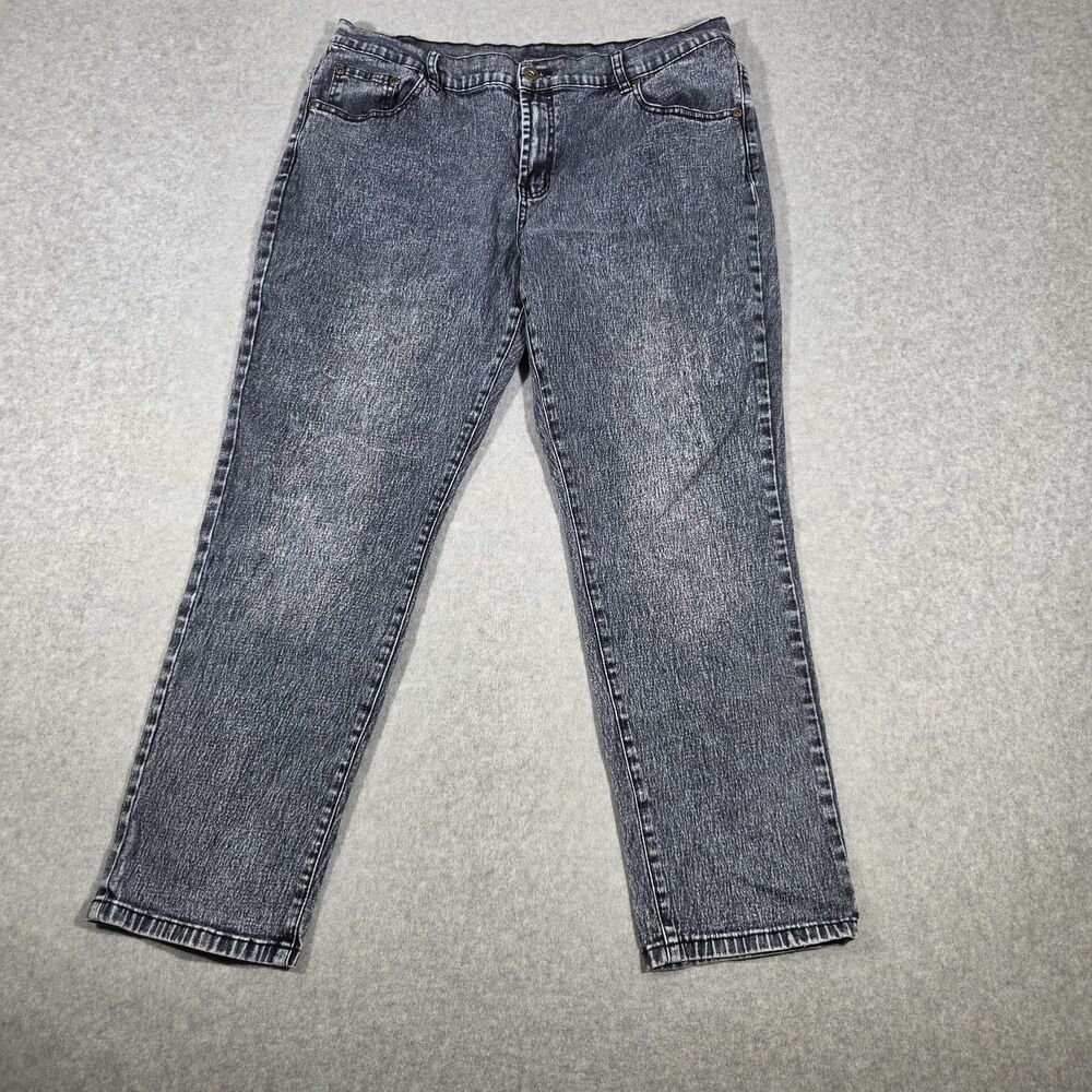 DG2 by Diane Gilman Jeans Womens 14P Grey Acid Wash High Rise Stretch Petite